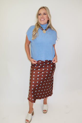 Midnight Muse Satin Polka Dot Skirt