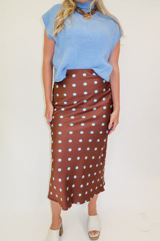 Midnight Muse Satin Polka Dot Skirt
