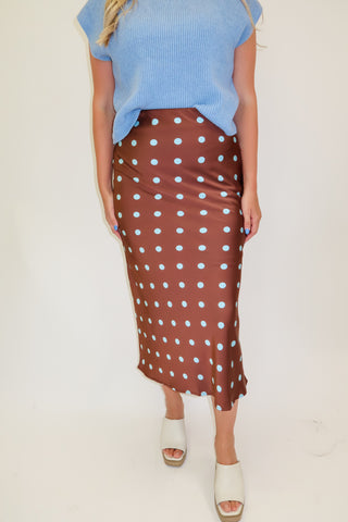 Midnight Muse Satin Polka Dot Skirt