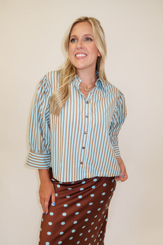 Sunday Routine Two Tone Stripe Blouse
