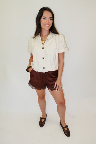 Center Stage Statement Button Blouse