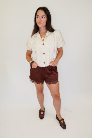 Center Stage Statement Button Blouse