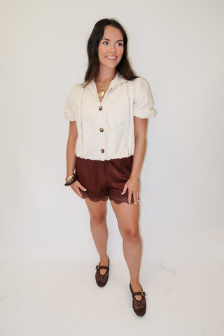 Center Stage Statement Button Blouse