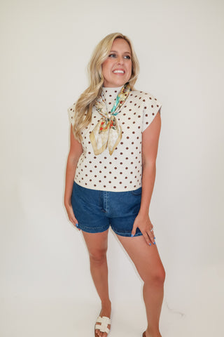 Sweet Spot Sleeveless Polka Dot Knit Sweater Top