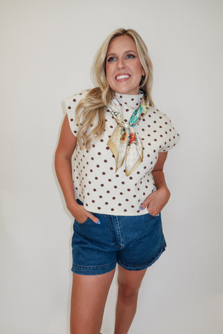 Sweet Spot Sleeveless Polka Dot Knit Sweater Top