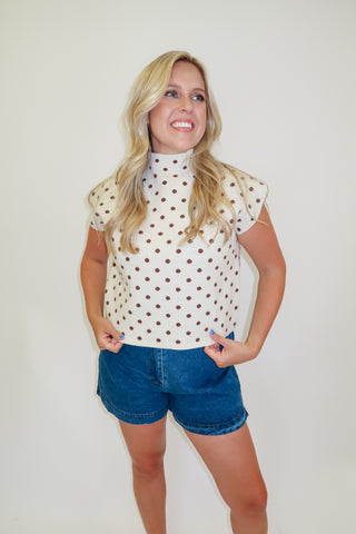 Sweet Spot Sleeveless Polka Dot Knit Sweater Top