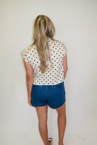 Sweet Spot Sleeveless Polka Dot Knit Sweater Top