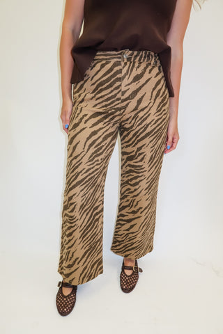 Wild Card Brown Zebra Print Straight Leg Jeans