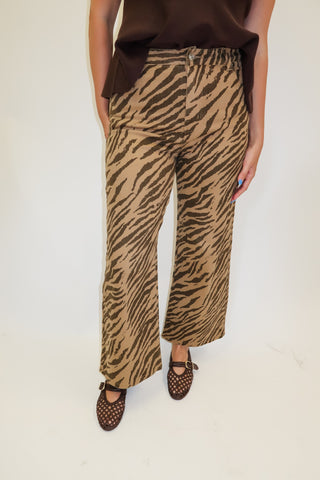 Wild Card Brown Zebra Print Straight Leg Jeans