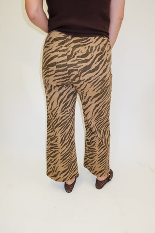Wild Card Brown Zebra Print Straight Leg Jeans