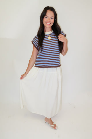 Blue And Brown Striped Sweater Top