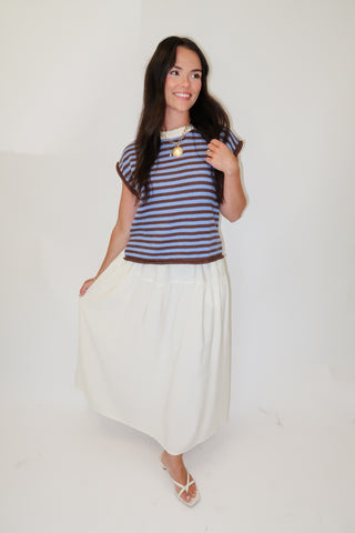 Blue And Brown Striped Sweater Top