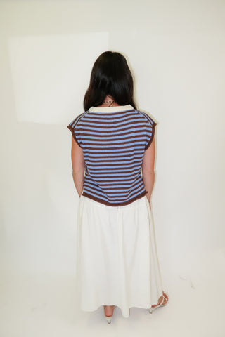 Blue And Brown Striped Sweater Top