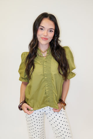 Sweet Simplicity Mocha Puff Sleeve Blouse