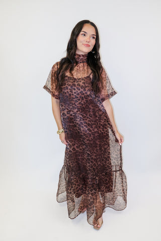 Roam Free Brown Animal Print Midi Dress