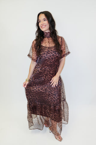 Roam Free Brown Animal Print Midi Dress