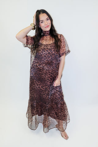 Roam Free Brown Animal Print Midi Dress