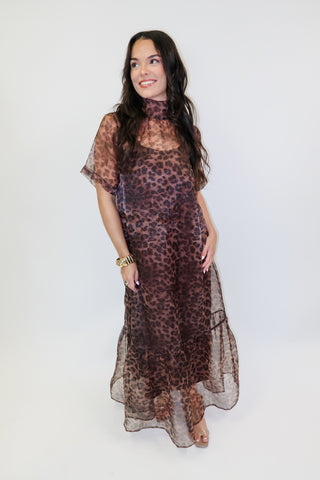 Roam Free Brown Animal Print Midi Dress