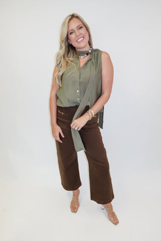 Downtown Days Stretch Pants with Hardware Pocket Trim