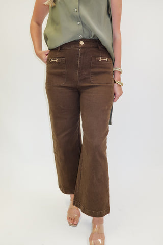 Downtown Days Stretch Pants with Hardware Pocket Trim