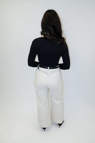 Second Nature Knit Drape Neck Long Sleeve Fitted Stretch Top