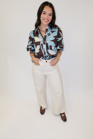 Bluebell Charm Floral Scallop Trim Top