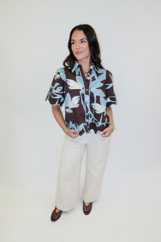 Bluebell Charm Floral Scallop Trim Top