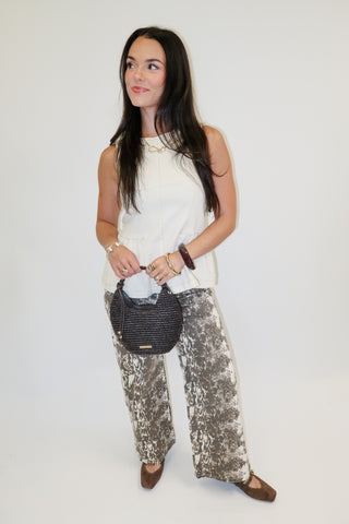 Wild Side Taupe Stretch Animal Print Pants