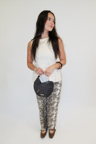 Wild Side Taupe Stretch Animal Print Pants