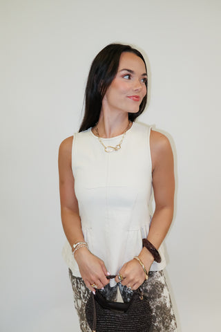 Fine Lines Peplum Sleeveless Top