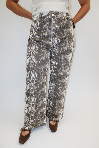 Wild Side Taupe Stretch Animal Print Pants