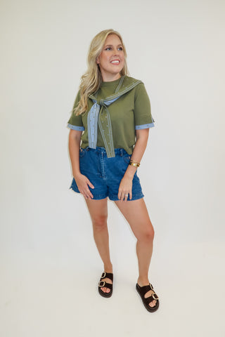 Coastal Keepsake Scarf Detail Sweater Top