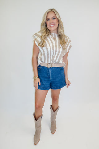 Untamed Spirit Sleeveless Mock Neck Knit Top