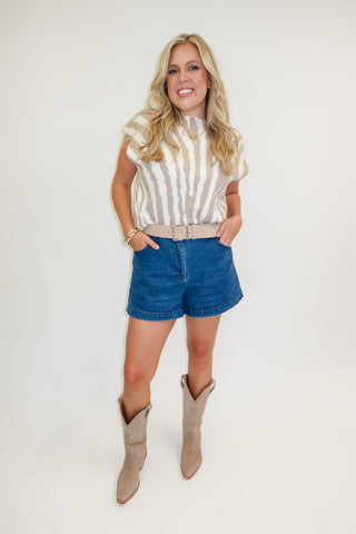 Untamed Spirit Sleeveless Mock Neck Knit Top