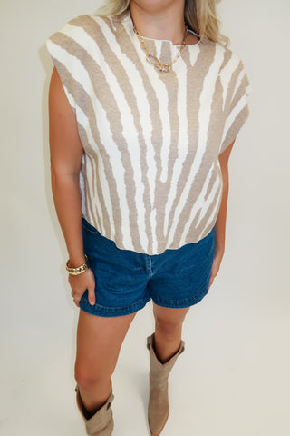 Untamed Spirit Sleeveless Mock Neck Knit Top