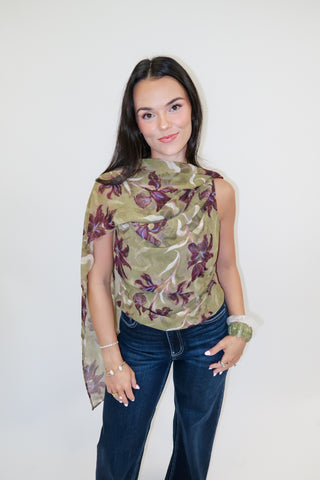 Garden Sketch Iris Print Sleeveless Top