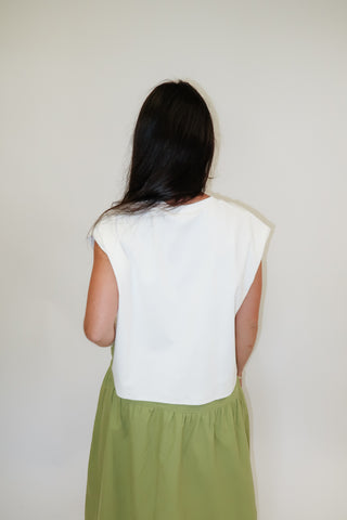 Fresh Start Off White Cap Sleeve Knit Top