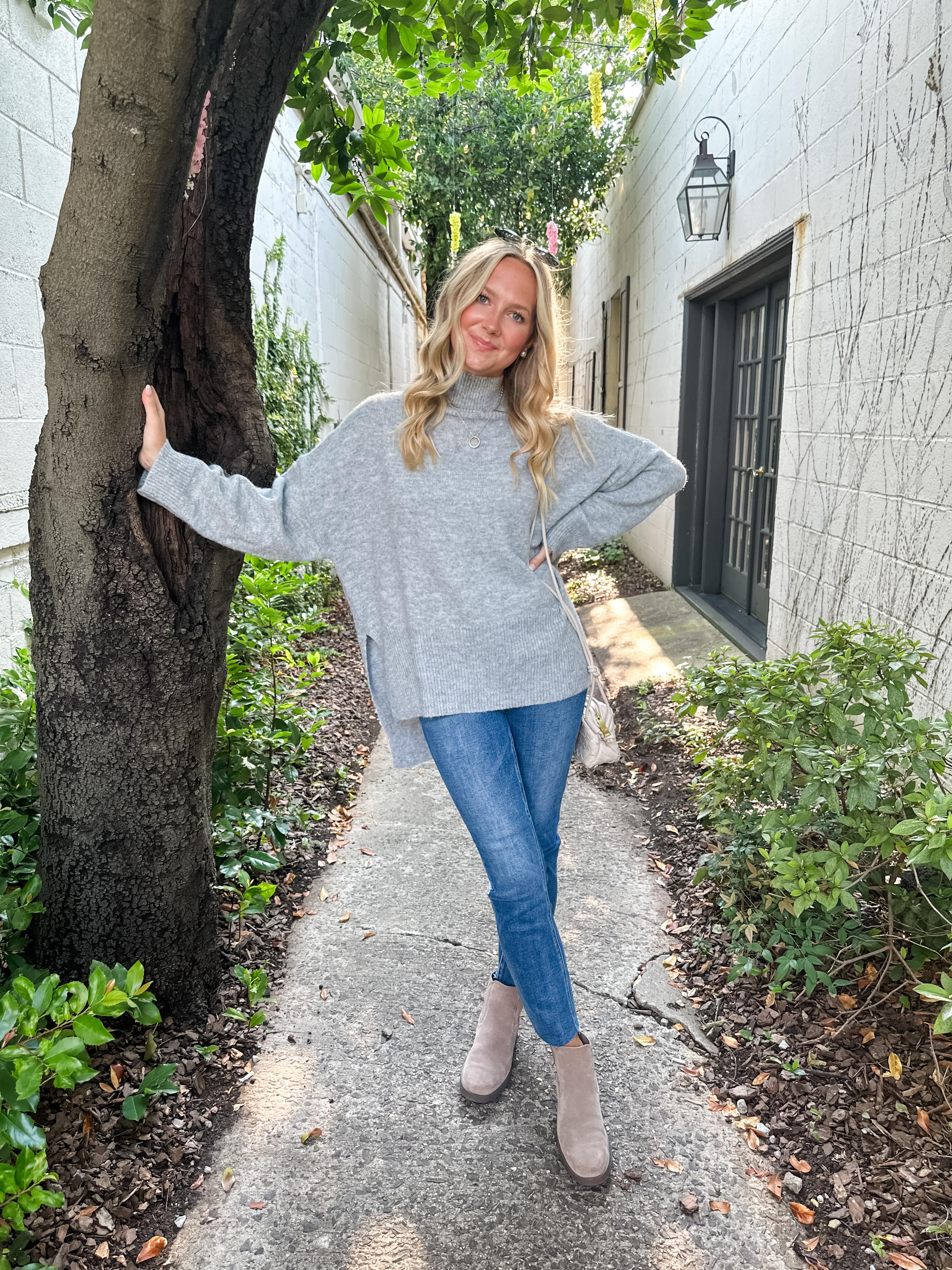 Mock Neck Tunic Sweater