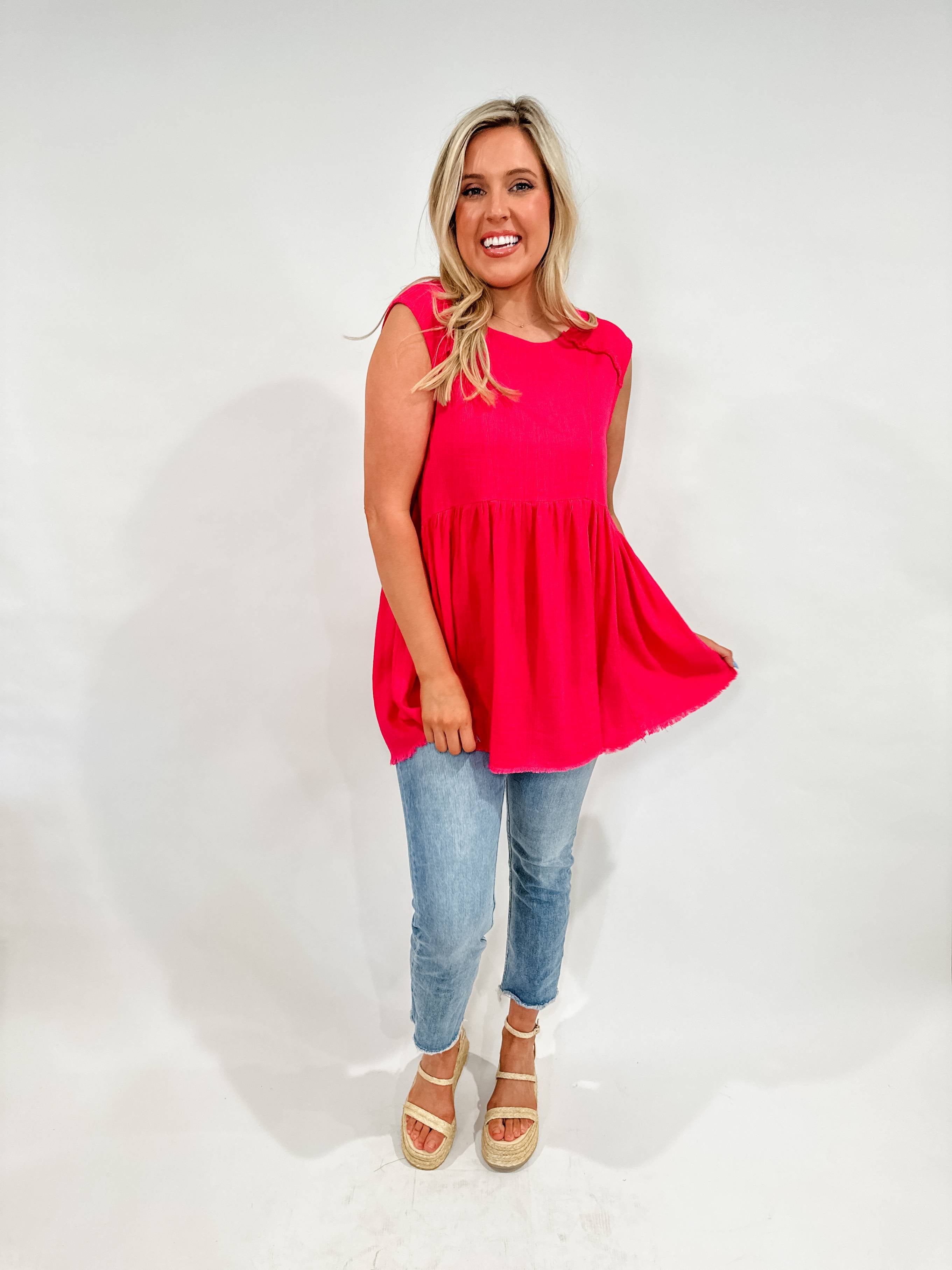 Frayed Linen Tunic Top