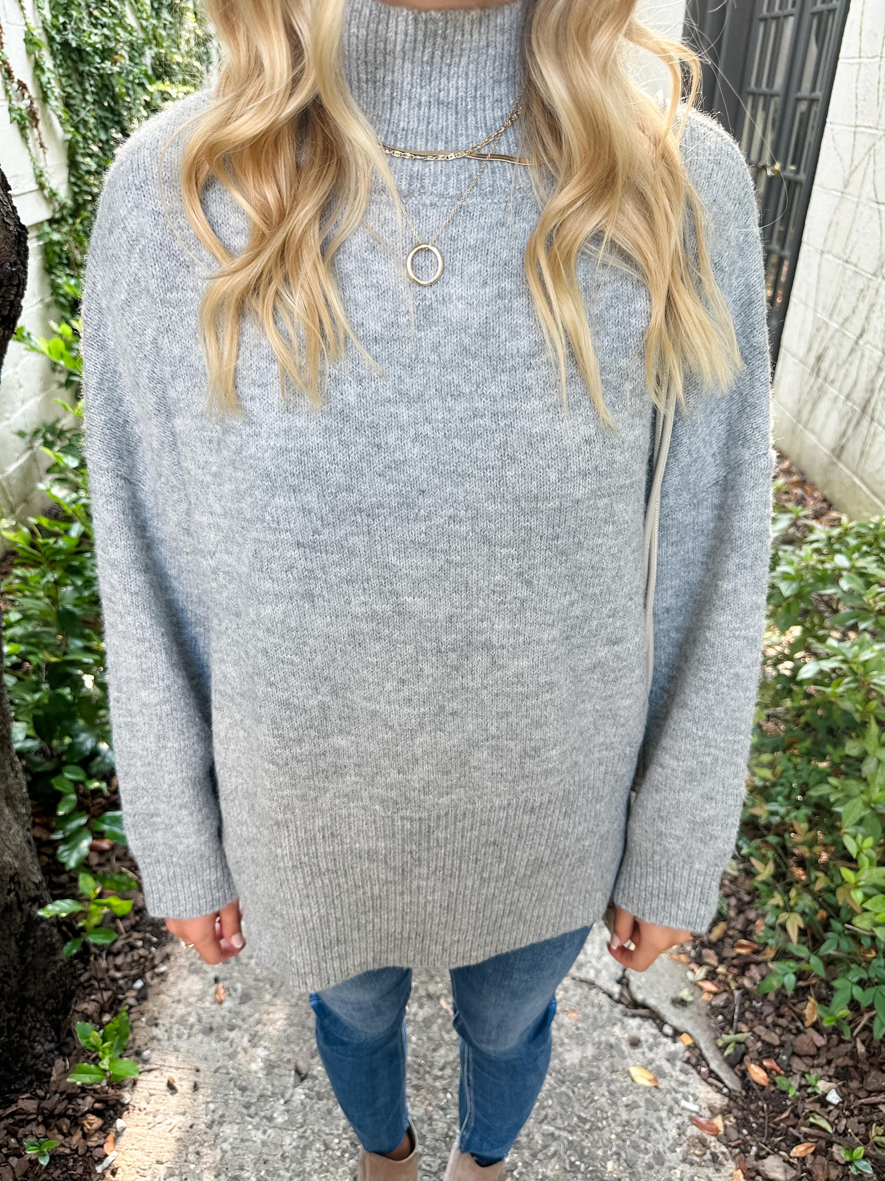 Mock Neck Tunic Sweater