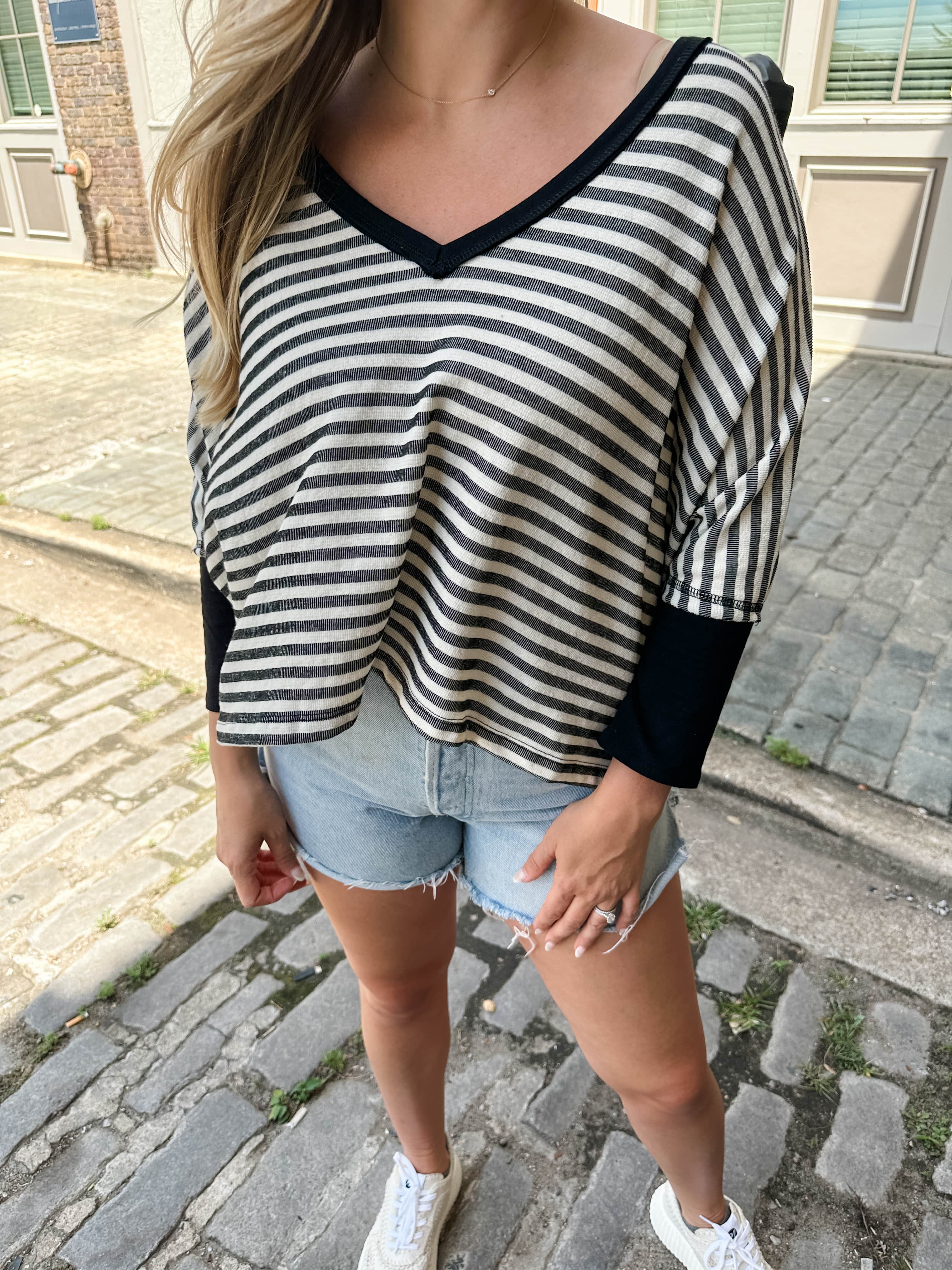 High Low Oversized Stripe Top