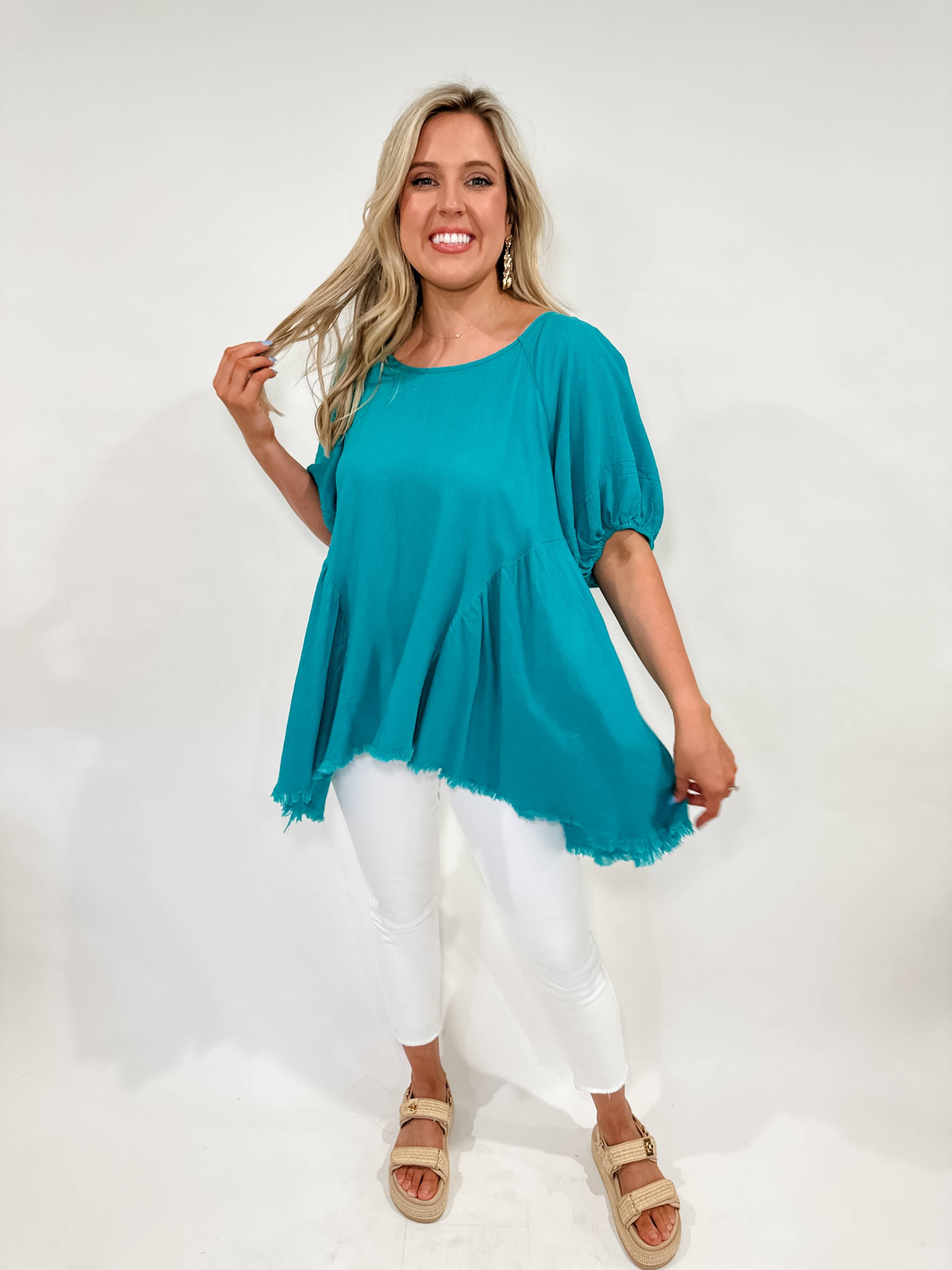 Linen Swing Puff Sleeve Top