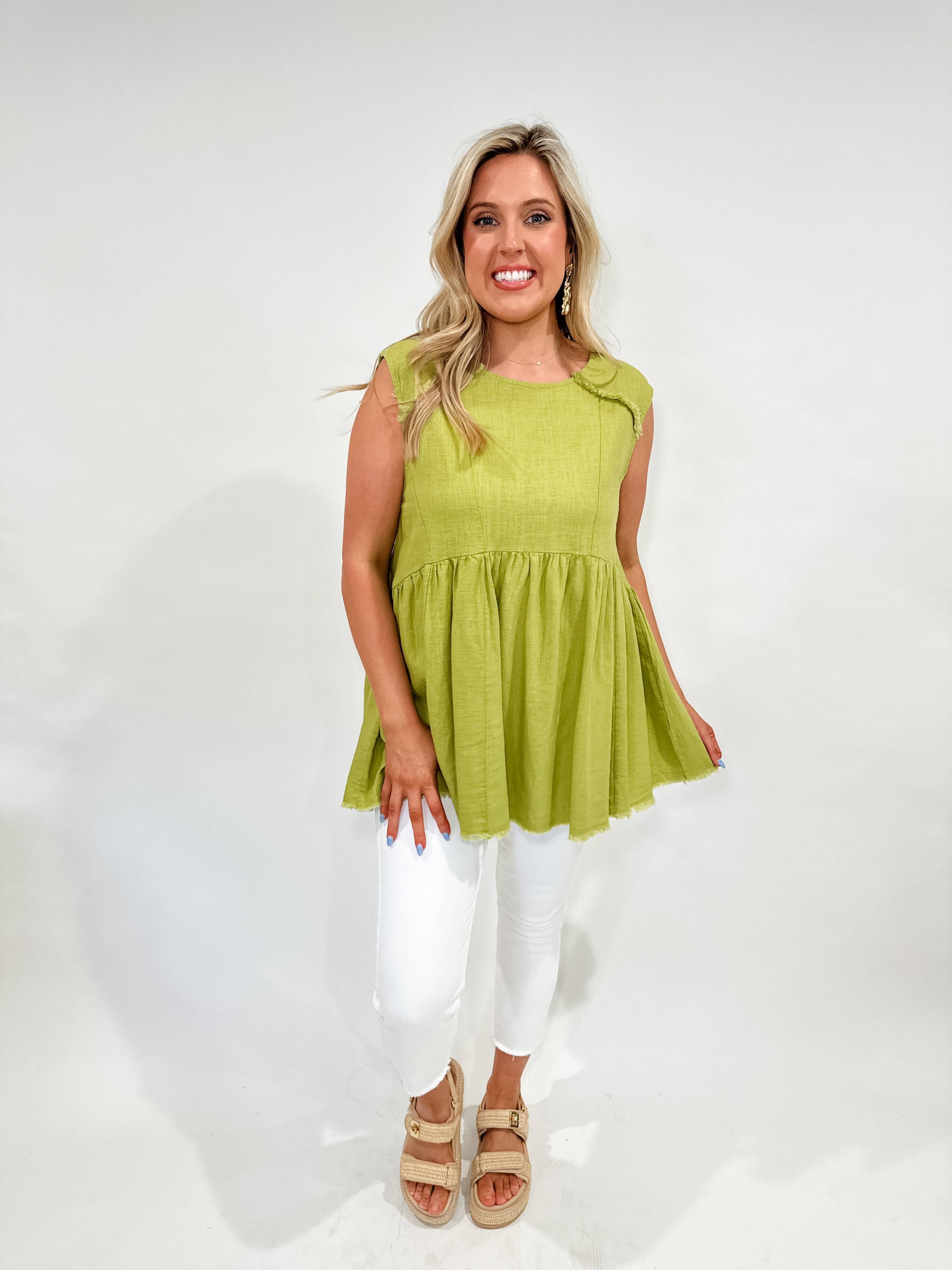 Frayed Linen Tunic Top