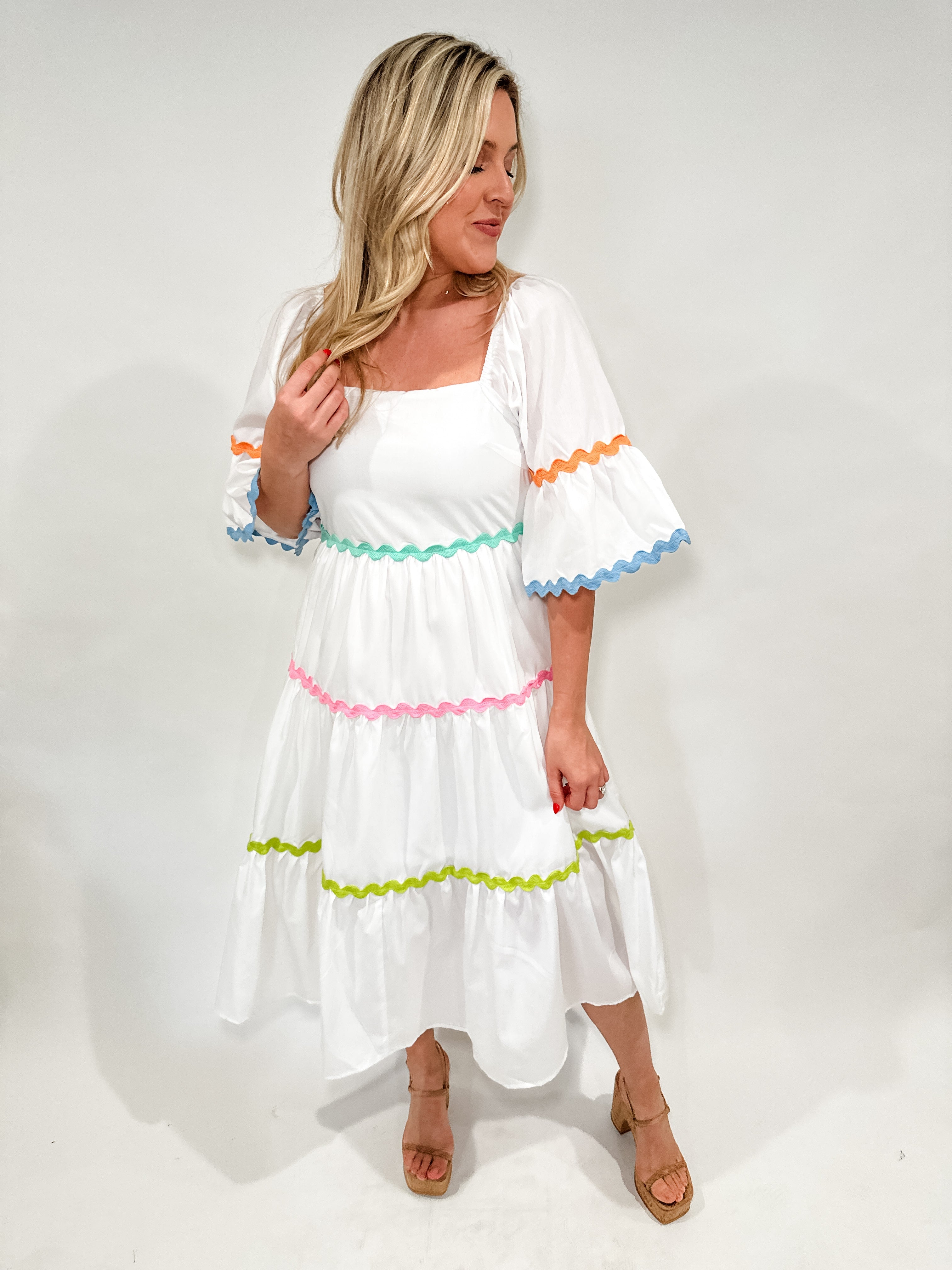 Colorful Ricrac Midi Dress