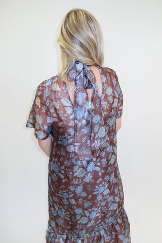 Pressed Flowers Blue Floral Midi Dress - The Pink Tulip Clothing
