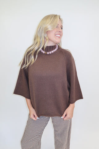 Coffee Run Mock Neck Sweater - The Pink Tulip Clothing