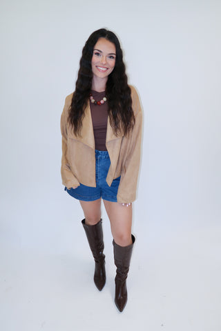 Worth the Drive Faux Suede Jacket - The Pink Tulip Clothing