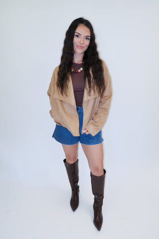 Worth the Drive Faux Suede Jacket - The Pink Tulip Clothing