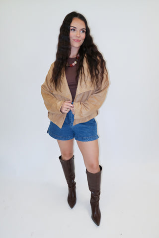 Worth the Drive Faux Suede Jacket - The Pink Tulip Clothing