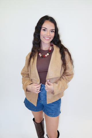 Worth the Drive Faux Suede Jacket - The Pink Tulip Clothing